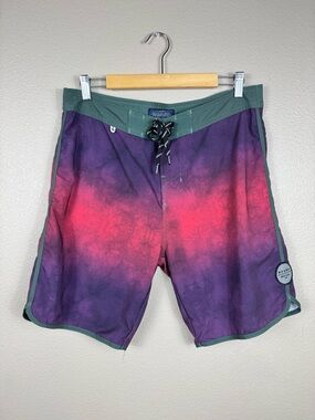 Roark Mens Striped Board Shorts Swim Trunks 33